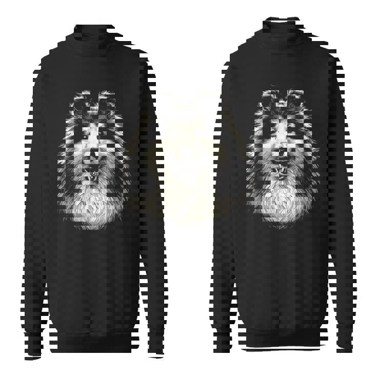 シェットランド・シープドッグ犬シェルティの顔のグラフィック アート デザイン スウェットシャツ