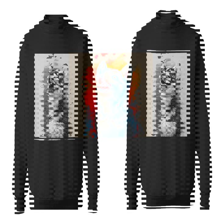 シベリアンハスキー子犬の笑いグラフィック。 スウェットシャツ