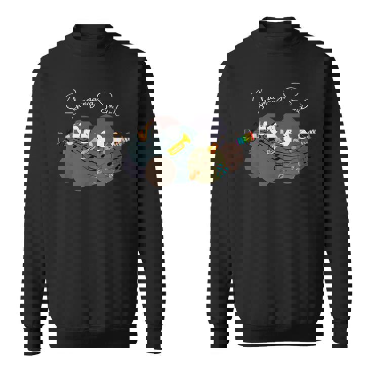 シマエナガ 楽器 トランペット サックス バイオリン ギター 音符 仲良し 可愛い 音楽好き スウェットシャツ