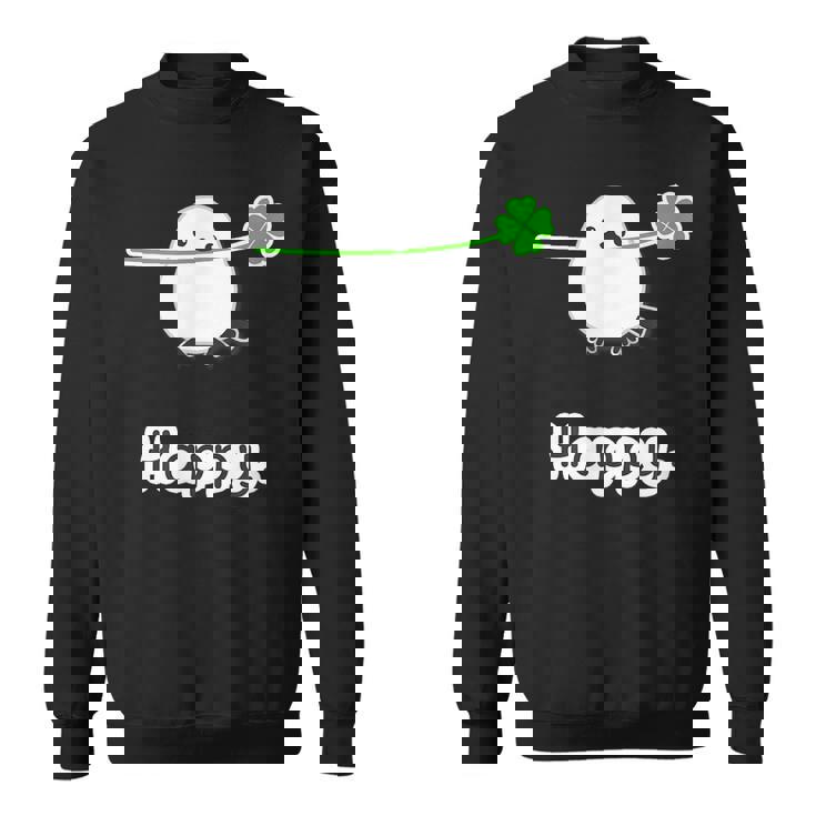 シマエナガ『四つ葉のクローバー』白い鳥【どうぶつフレンズ】動物 ゆるくて かわいい キャラクター イラスト スウェットシャツ