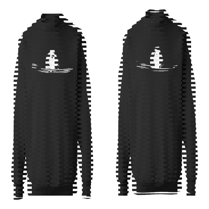 シマエナガ『電線』白い鳥【どうぶつフレンズ】動物 ゆるくて かわいい イラスト スウェットシャツ