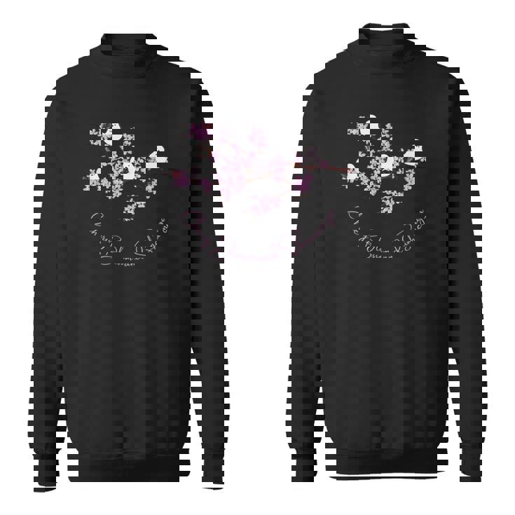 シマエナガと桜の木 シマエナガと桜の花 満開の桜 日本の美しい風景 また冬に会おうね スウェットシャツ