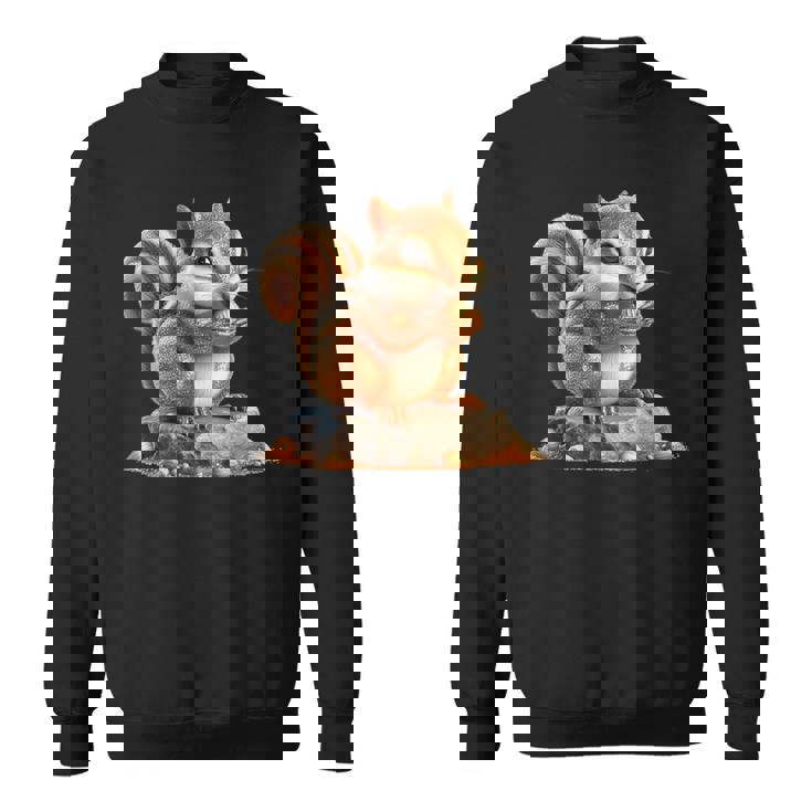 シマリス 森林 動物 木 リス 水彩 スウェットシャツ