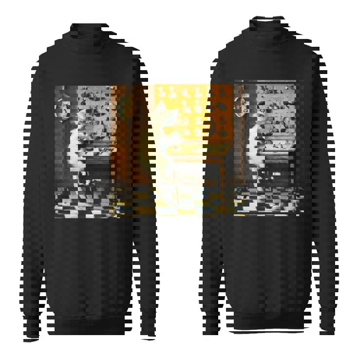 シュールレアリスト絵画 チェスをする猫とサルバドール・ダリ スウェットシャツ