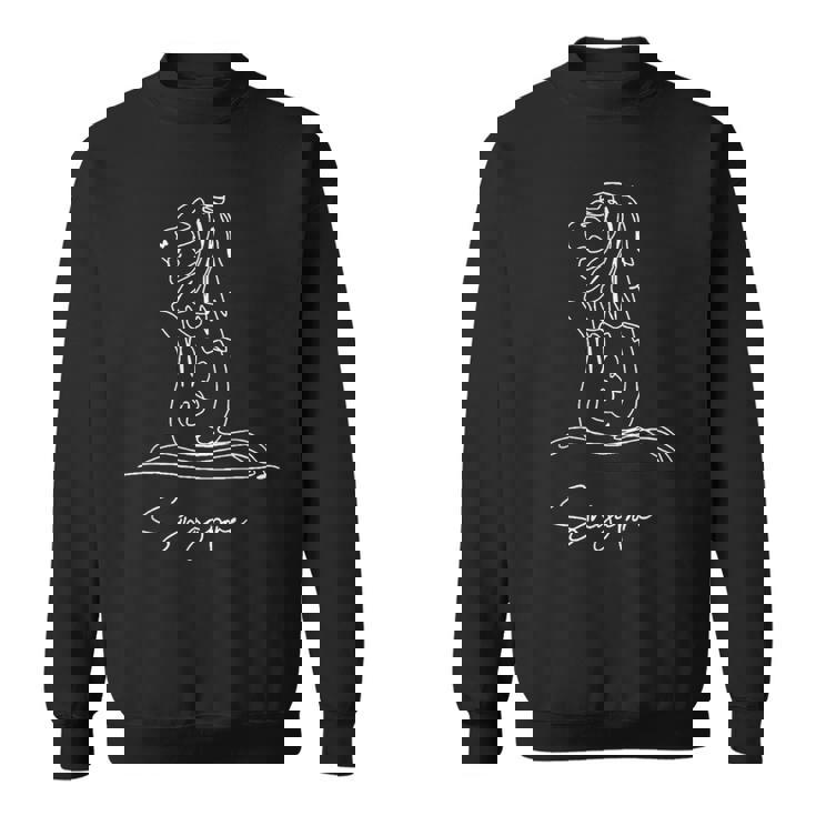 シンガポールのスカイライン シンガポールのマーライオンマスコット スウェットシャツ