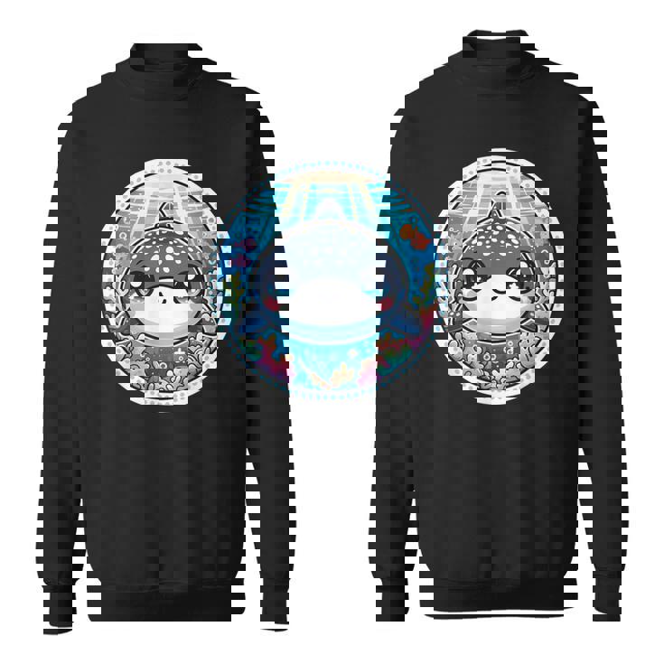 ジンベイザメ、ジンベエザメのアニメ、カワイイ・ジンベエザメ スウェットシャツ