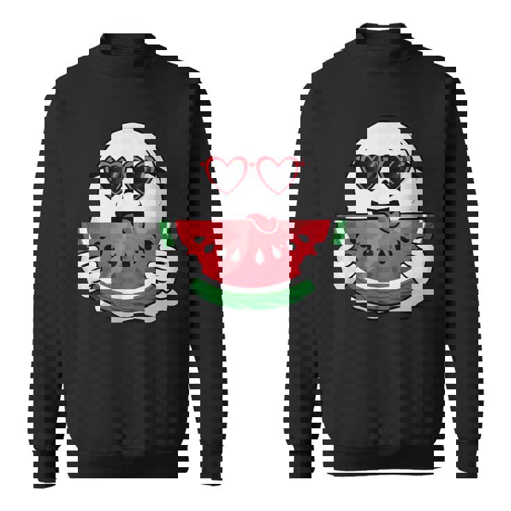 スイカを食べるかわいい幽霊 サマーウィーン ハロウィンコスチューム スウェットシャツ