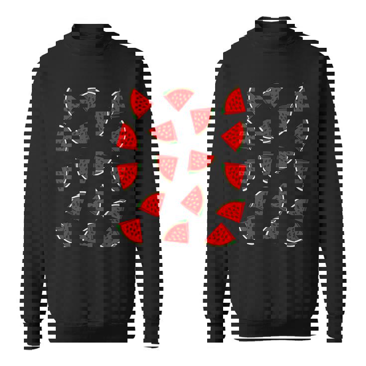 スイカ柄 夏 フルーツ 恋人 フルーツ スライス 種 スウェットシャツ