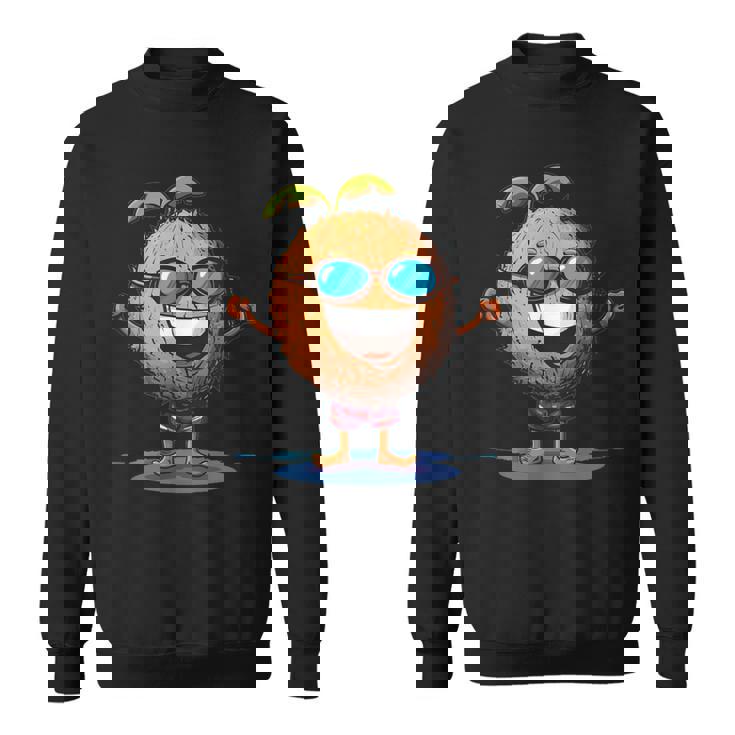 スイミングトランクとサングラスが付いた面白いココナッツ。 スウェットシャツ