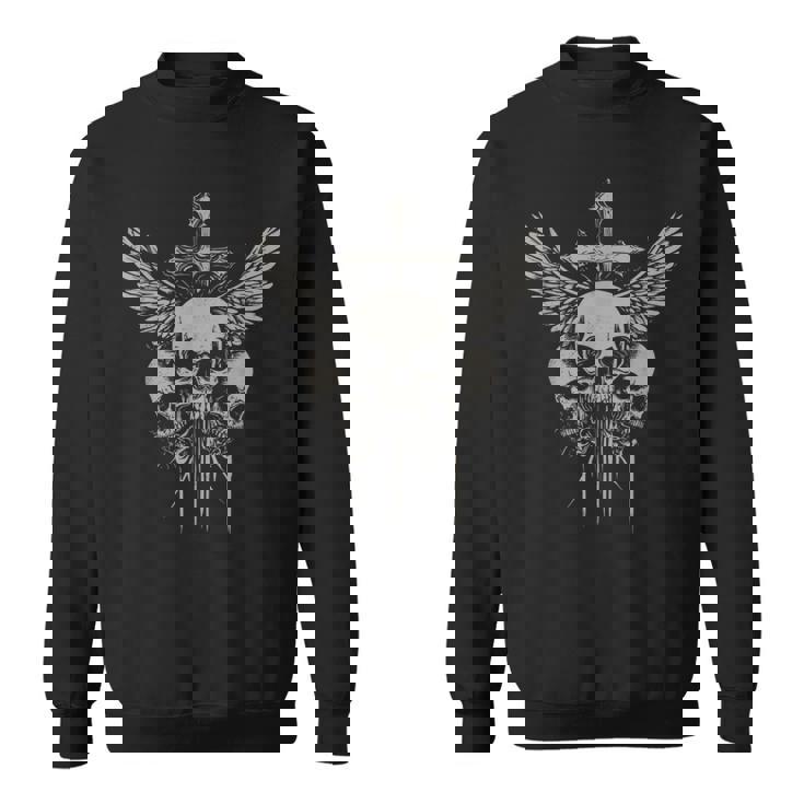スカル クロス Y2k グランジ 美的 Alt ゴス スカル クロス ゴシック スウェットシャツ