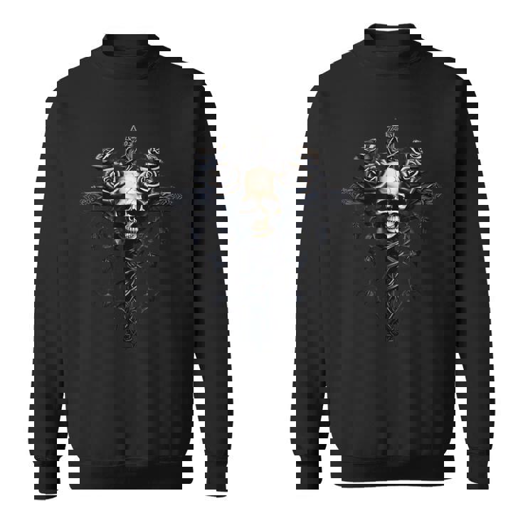 スカル ゴシック バラ 十字架 バラ つる 美的 ゴス スウェットシャツ