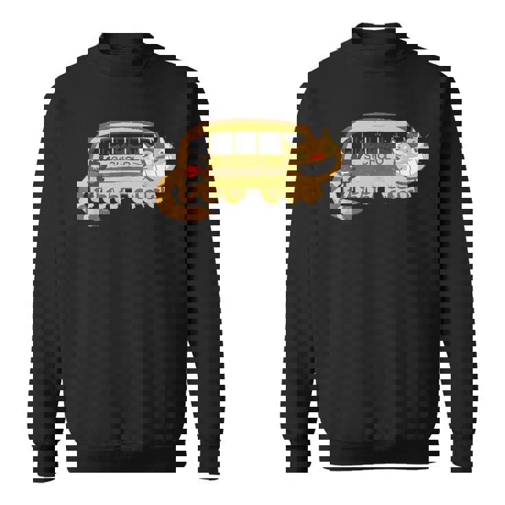 スクールキャットバスに向かうキャットバスの猫たち スウェットシャツ