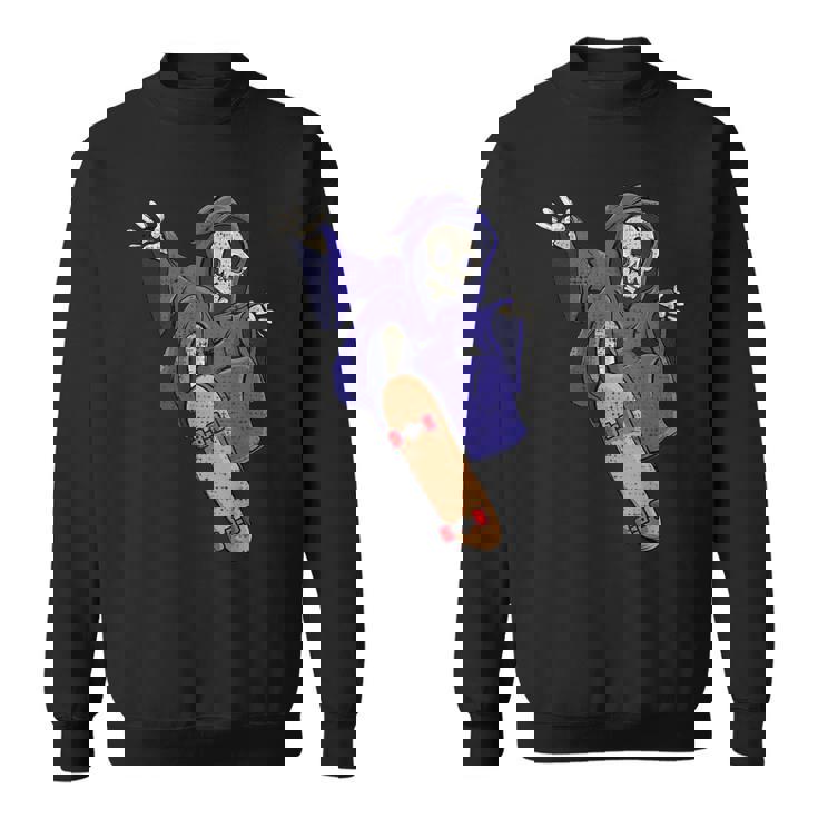 スケボーに乗る骸骨 スケーター ハロウィン スウェットシャツ