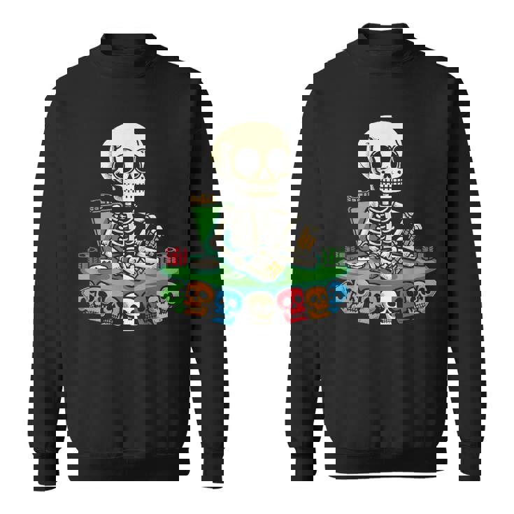 スケルトン ポーカー トランプ ギャンブル カジノ スカル ゲーム カード スウェットシャツ