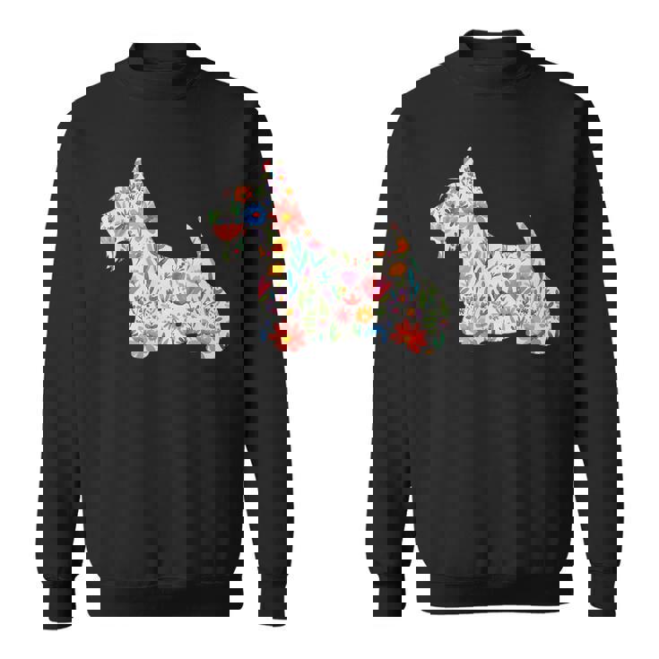 スコティッシュテリア水彩フラワーデザイン。 スウェットシャツ