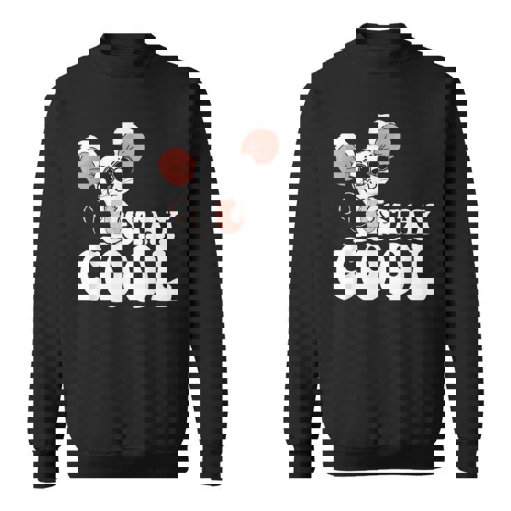 ステイ クール オーサム マウス ウェアリング サングラス 動物 ネズミ スウェットシャツ