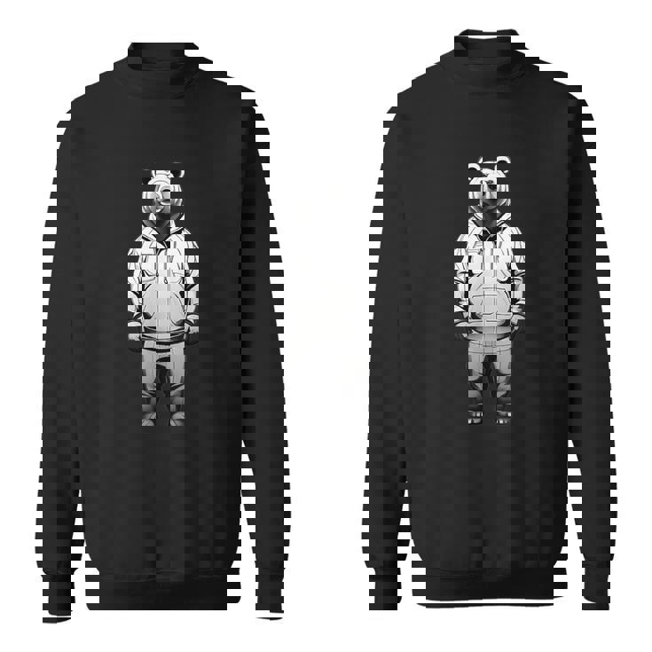 ストリートウェア風のミニマルなクマのイラスト スウェットシャツ