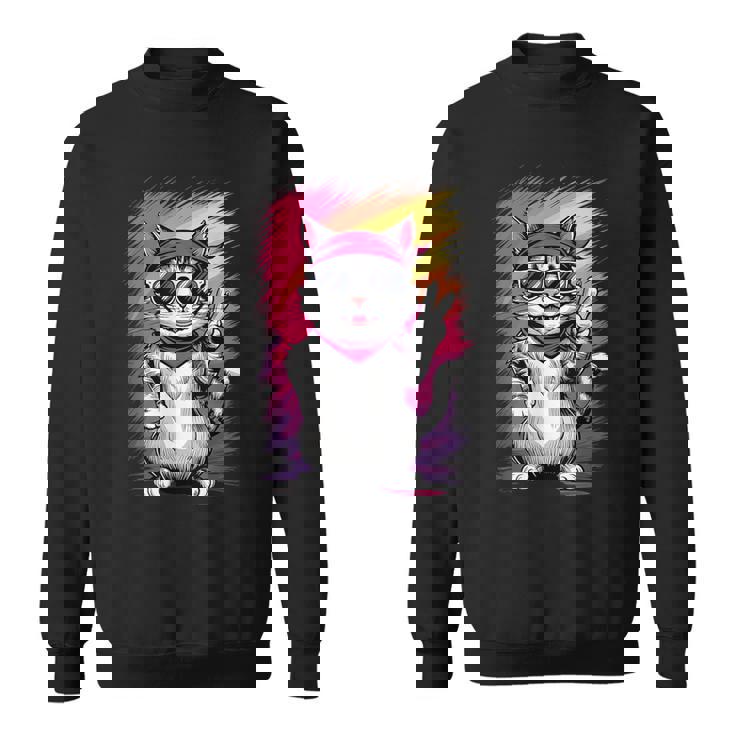 ストリートスタイル 猫 グラフィティ アート ストリートアート スウェットシャツ