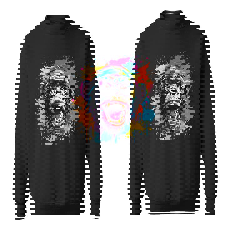 スプラッシュアート チンパンジー 野生動物 動物 好き カラフル スウェットシャツ