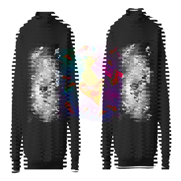 スペースレーザーアヒル食べるピザ、ギャラクシーダック。 スウェットシャツ