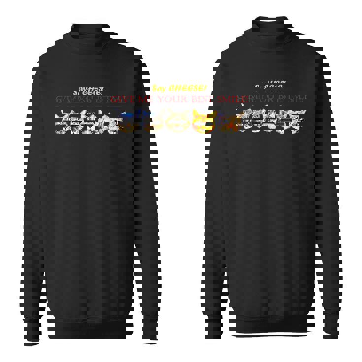 スマイル Smile 笑顔 笑う 猫 キャット Cat かわいい 面白い Cute 個性的 おしゃれ ねこ Rock スウェットシャツ