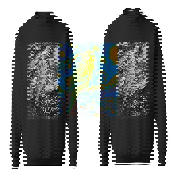 セキセイインコ オウム 鳥 星月夜 絵画 スウェットシャツ