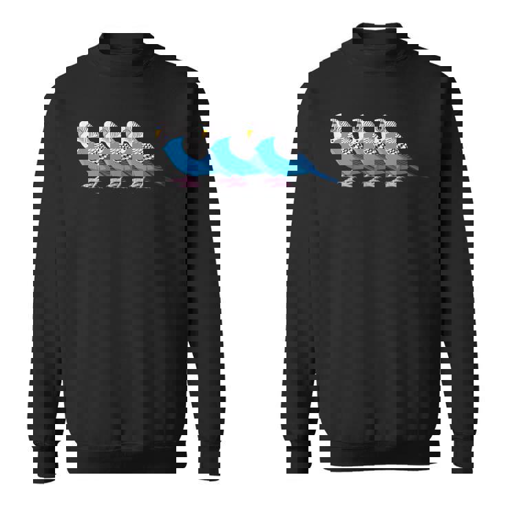 セキセイインコ鳥、セキセイインコ青い鳥 スウェットシャツ