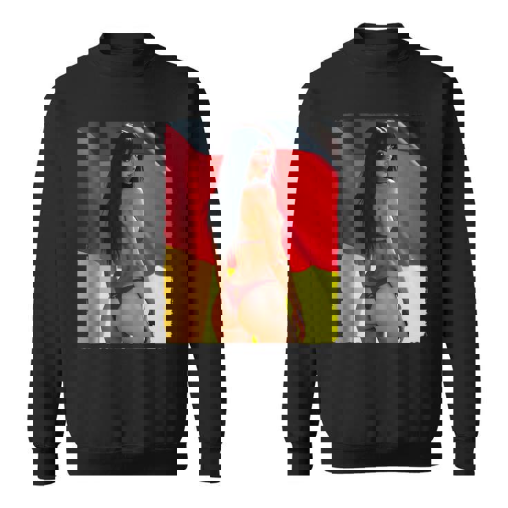 セクシーガールグラフィックtシャツ 「ビキニピンナップガール&ドイツ国旗」 スウェットシャツ