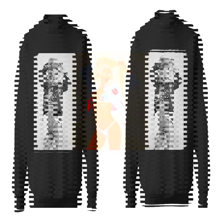 セクシーガールグラフィックtシャツ ブロンドボンシェルビキニピンナップガール スウェットシャツ