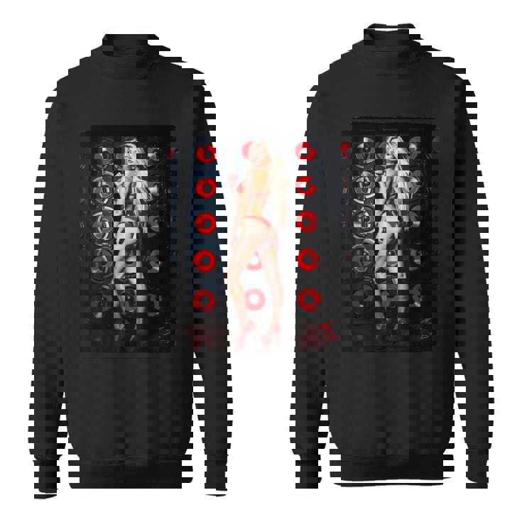 セクシーガールグラフィックtシャツ 赤いビキニを着たブロンドゴーゴーダンサー スウェットシャツ