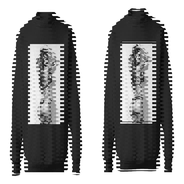 セクシーガールグラフィックtシャツ セクシーブルネットブーティーガール 3インチ B&W スウェットシャツ