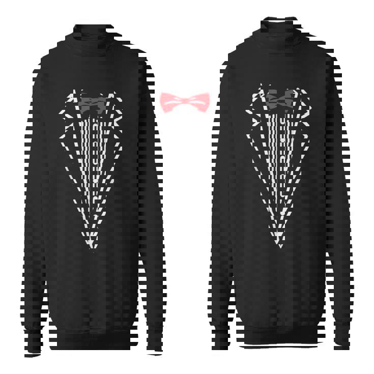 メンズ タキシード 赤い蝶ネクタイ付き ブラックスーツ 面白い メンズ レディース キッズ スウェットシャツ