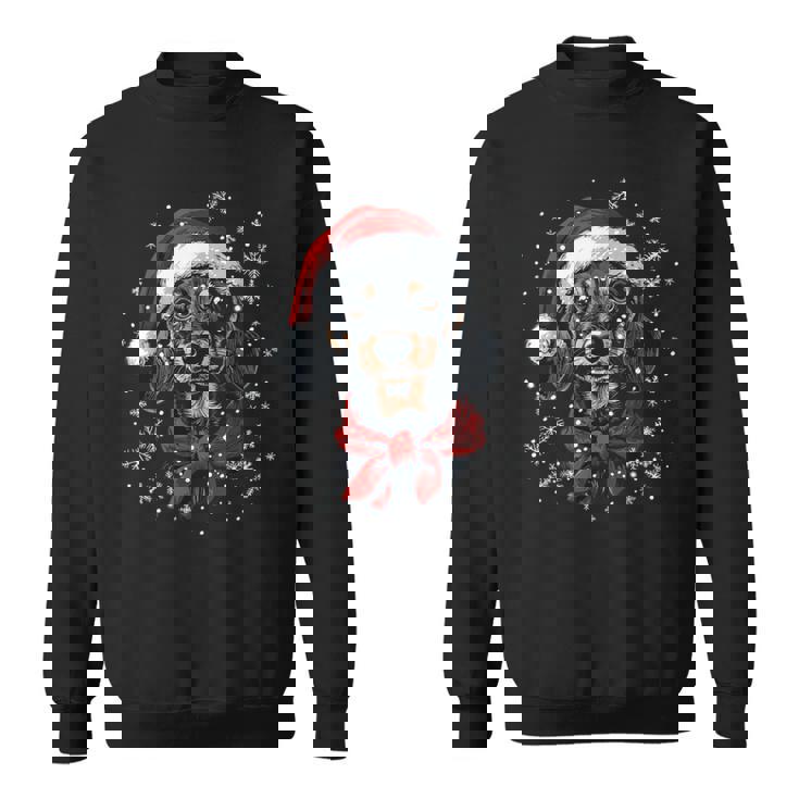 ダックスフント ウィーナー 犬 サンタ 帽子 面白い かわいい クリスマス スウェットシャツ