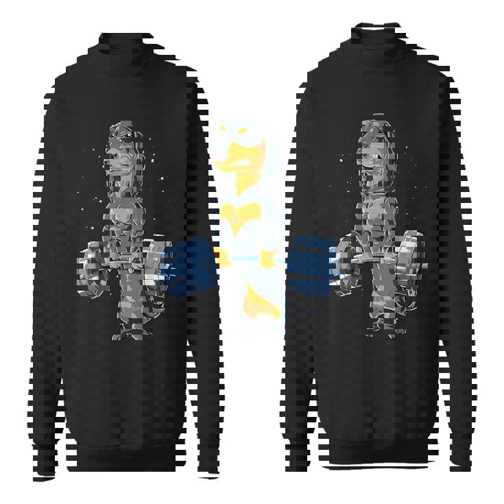 ダックスフント ウェイトリフティング 面白い デッドリフト メンズ フィットネス ジム ギフト スウェットシャツ