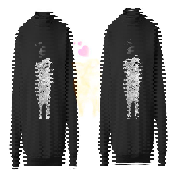 チワワ犬とハートのかわいい子犬のモチーフ スウェットシャツ