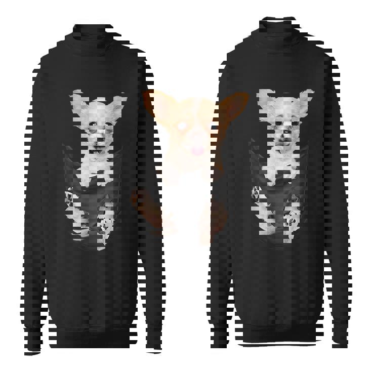 チワワ犬愛好家のためのポケットに入った面白いチワワ犬。 スウェットシャツ