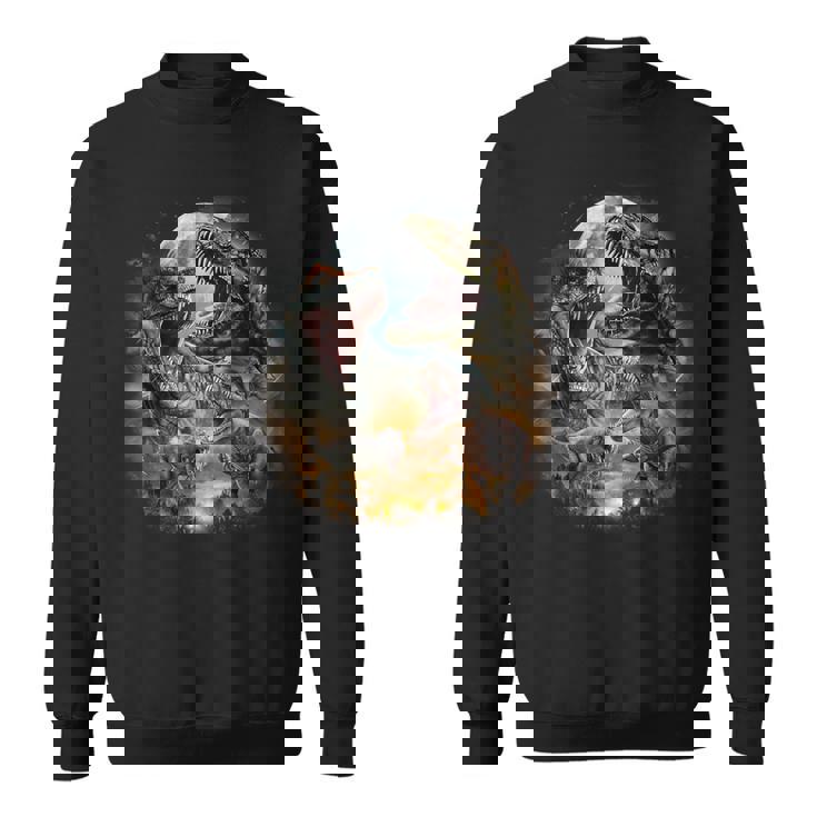 ティラノサウルス レックス 恐竜 先史時代の満月 スウェットシャツ