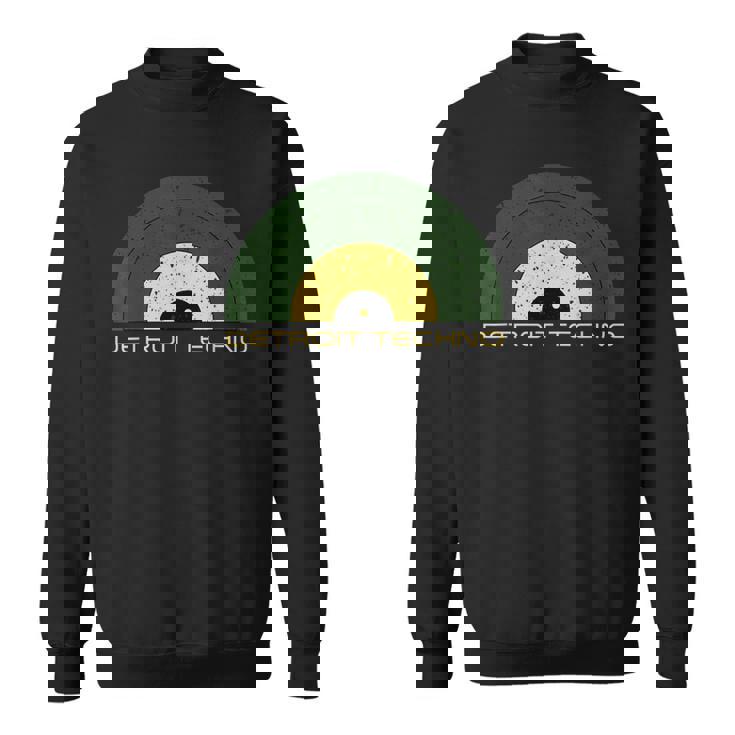 デトロイトテクノレトロルックレコード デトロイトテクノテキスト付き スウェットシャツ