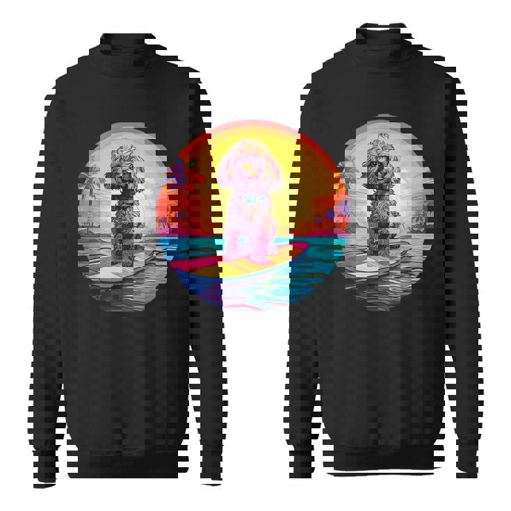 トイプードル サーフィン ファニー ドッグ ビーチ スウェットシャツ