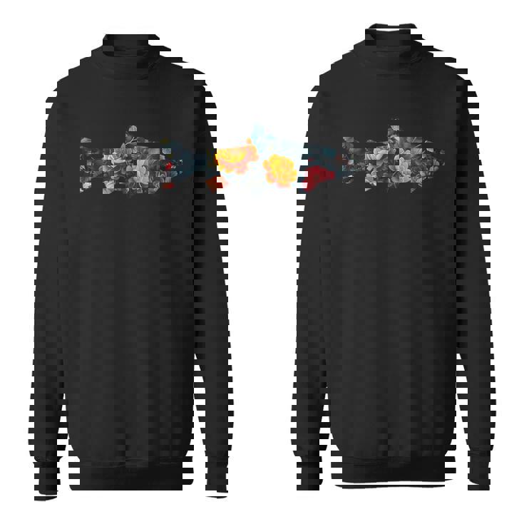 トラウトフィッシュのシルエット 花 植物 植物的 花柄 スウェットシャツ