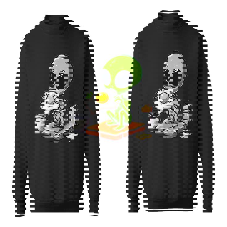 トーストに目玉焼きを食べるエイリアン スウェットシャツ