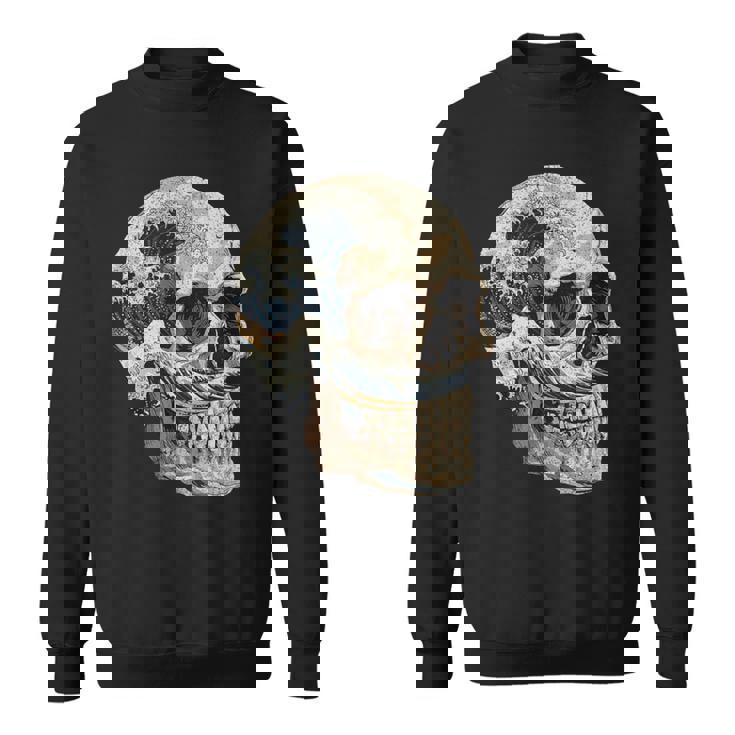 ドクロ 波 日本美術 海 スウェットシャツ