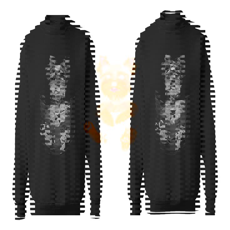 ドッグラバーズギフト ヨークシャーテリア ポケット入り 面白い犬の顔 スウェットシャツ