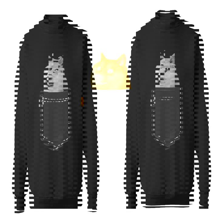 ドージコイン 胸ポケットの中にクリプト ミーム ドッグミーム ロゴ ドージコイン スウェットシャツ