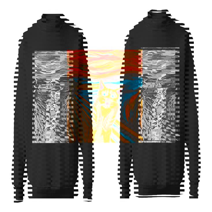 ニャンコの叫び 面白いtシャツ 猫 ムンクの叫び パロディ ネコ メンズ 子供 おもしろ 服 おもしろグッズ ネタ スウェットシャツ