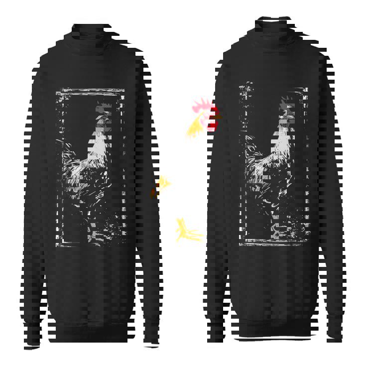 ニワトリ 絵画 描画 動物 アート グラフィック ニワトリ スウェットシャツ