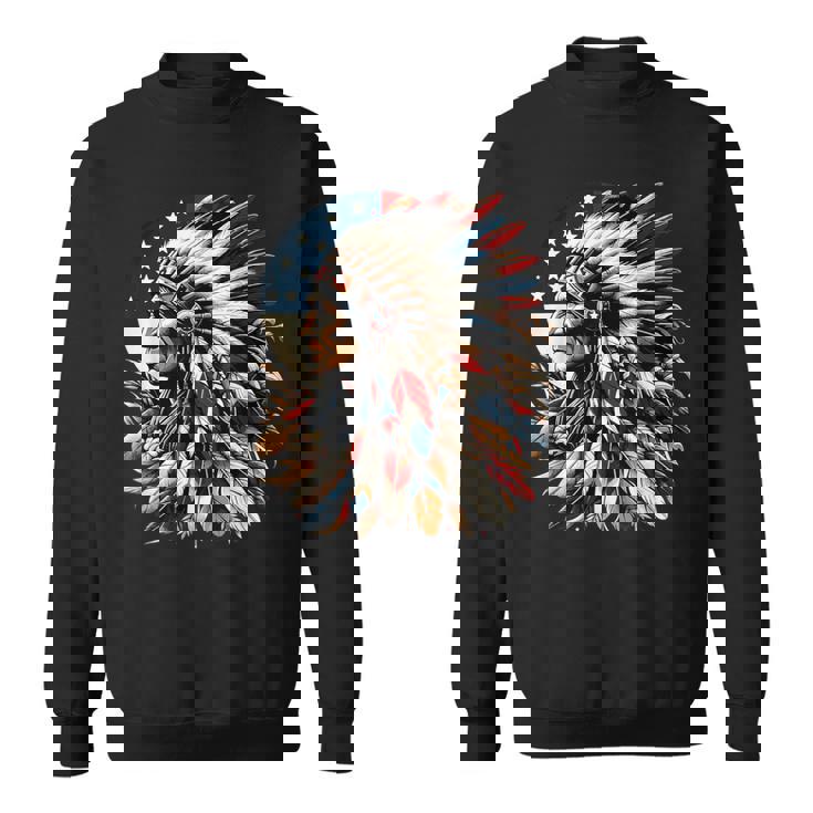 ネイティブアメリカン インディアン チーフ アメリカ国旗 先住民 スウェットシャツ