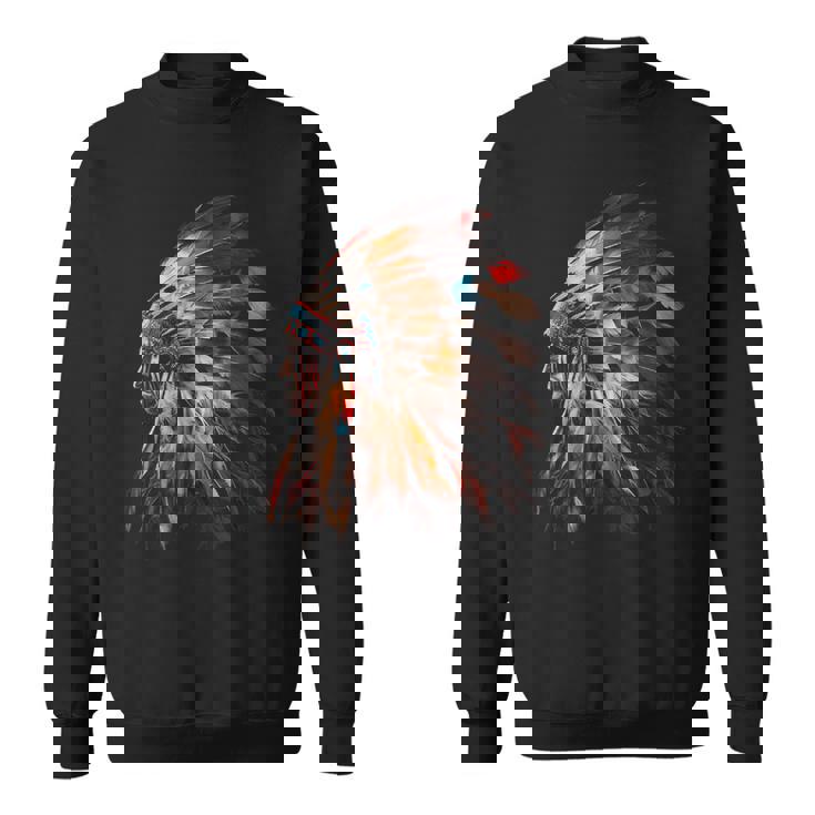 ネイティブアメリカン インディアン ヘッドドレス グラフィック メンズ レディース スウェットシャツ