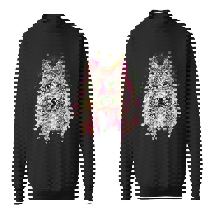 ネイティブアメリカン オオカミの頭 トライバル ボヘミアン タトゥーアート スウェットシャツ