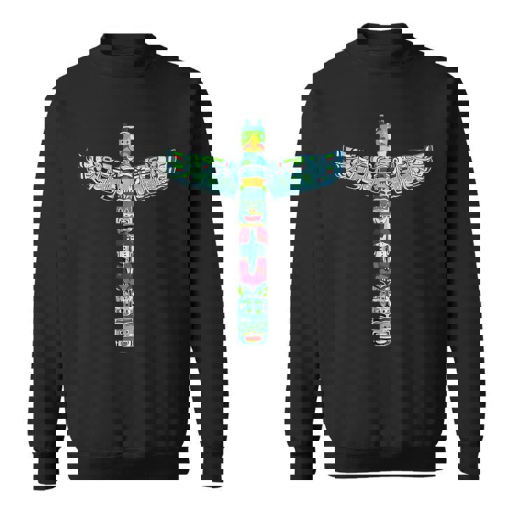 ネイティブアメリカン トーテムポール カラフル サンダーバードデザイン スウェットシャツ